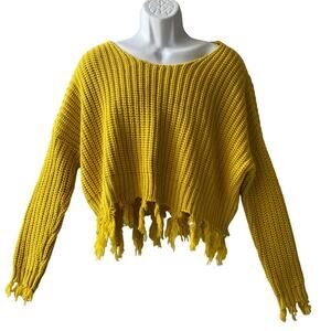 Young Fabulous & Broke Crop Fringed Sweater Size S/M